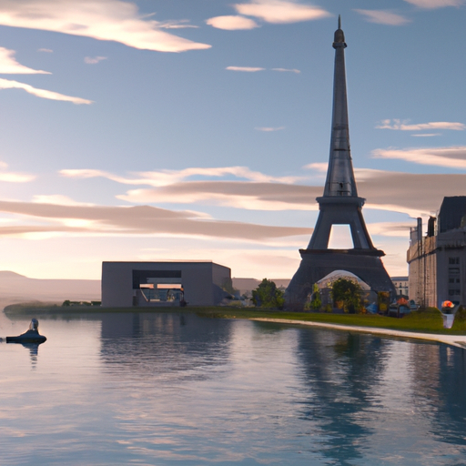 נוף פנורמי של מגדל אייפל בפריז, צרפת