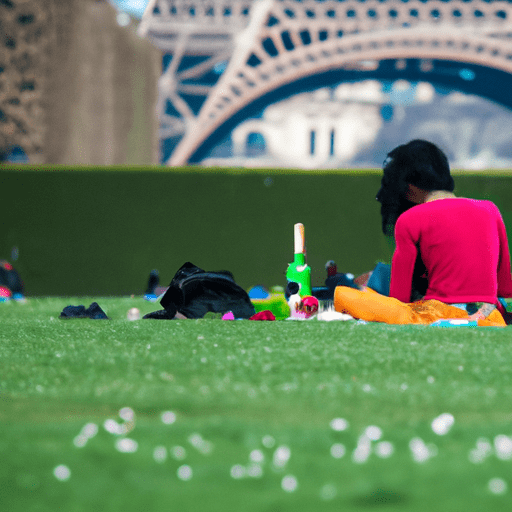 פריזאי מקומי נהנה מפיקניק ליד מגדל אייפל