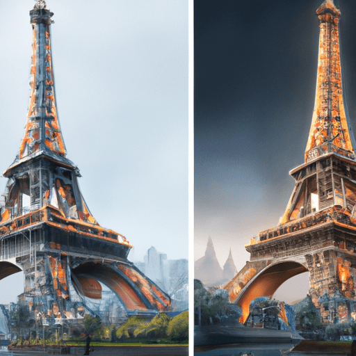 השוואה זו לצד זו בין מגדל אייפל בפריז למגדל אייפל בניו יורק