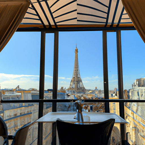נוף פנורמי של פריז שצולם מפינת האוכל של המסעדה