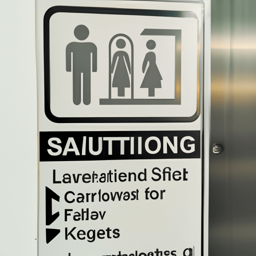 שלט המציג הנחיות בטיחות לנוסעי המעלית