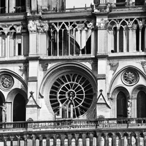 החזית האיקונית של נוטרדאם דה פריז, מציגה את הארכיטקטורה הגותית המורכבת שלה.