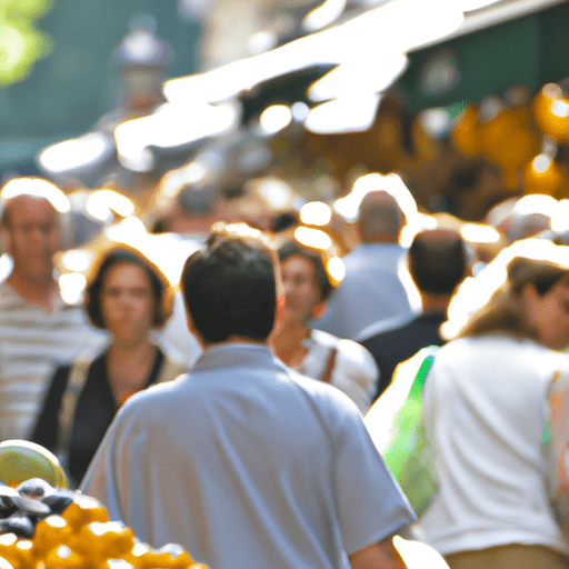 סצנה הומה בשוק Rue Cler, עם רוכלים המציעים תוצרת טרייה ופינוקי גורמה.