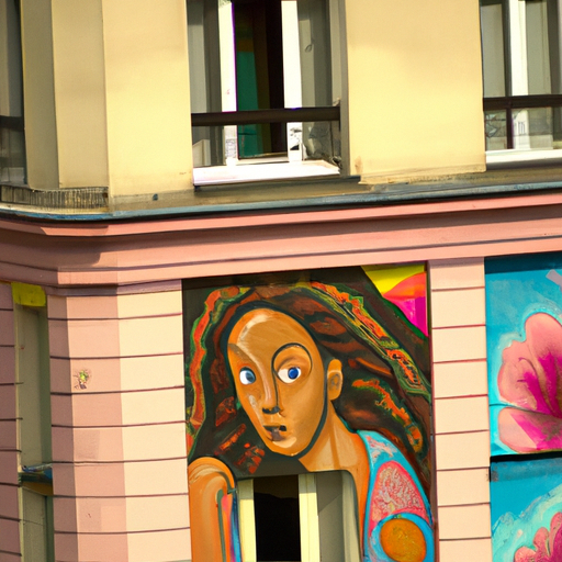 ציור קיר צבעוני המעטר בניין ברובע ה-18
