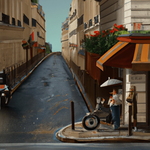 סצנת רחוב מקסימה ברובע השביעי, לוכדת את תמצית החיים הפריזאיים.